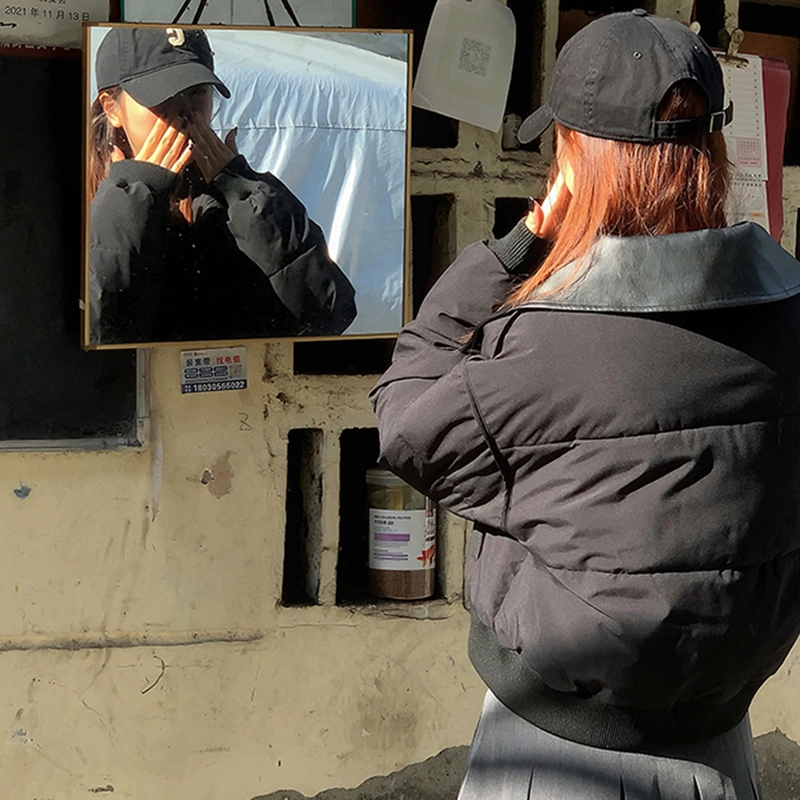 果瑱 短款韩版拼接小个子面包服冬季加厚外套棉服 男女同款 黑色