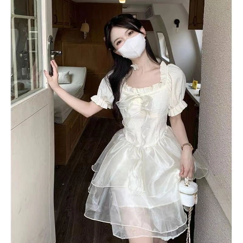果瑱 通勤时尚休闲简约百搭短袖连衣裙 女款