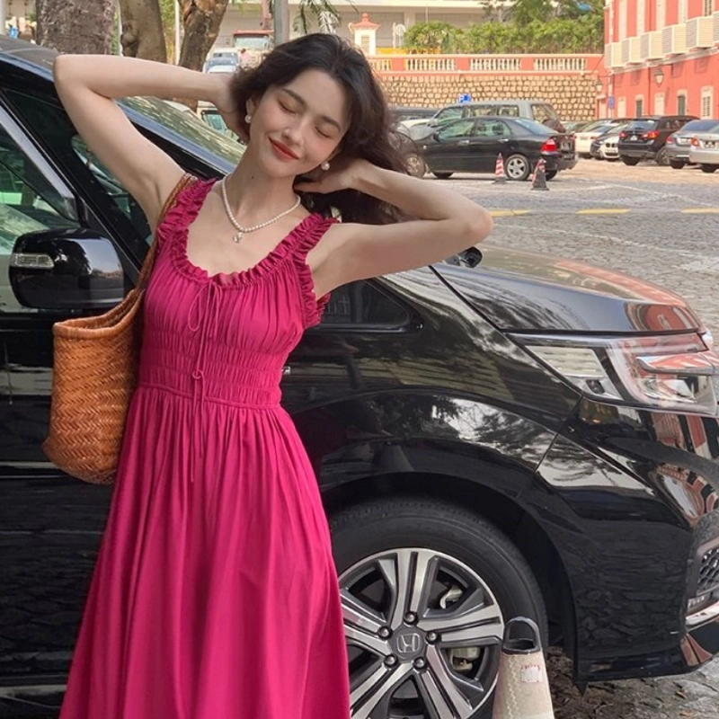 果瑱 优雅复古百搭显瘦吊带连衣裙 女款