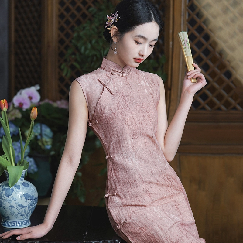 果瑱 立领修身高腰适中短袖连衣裙 女款