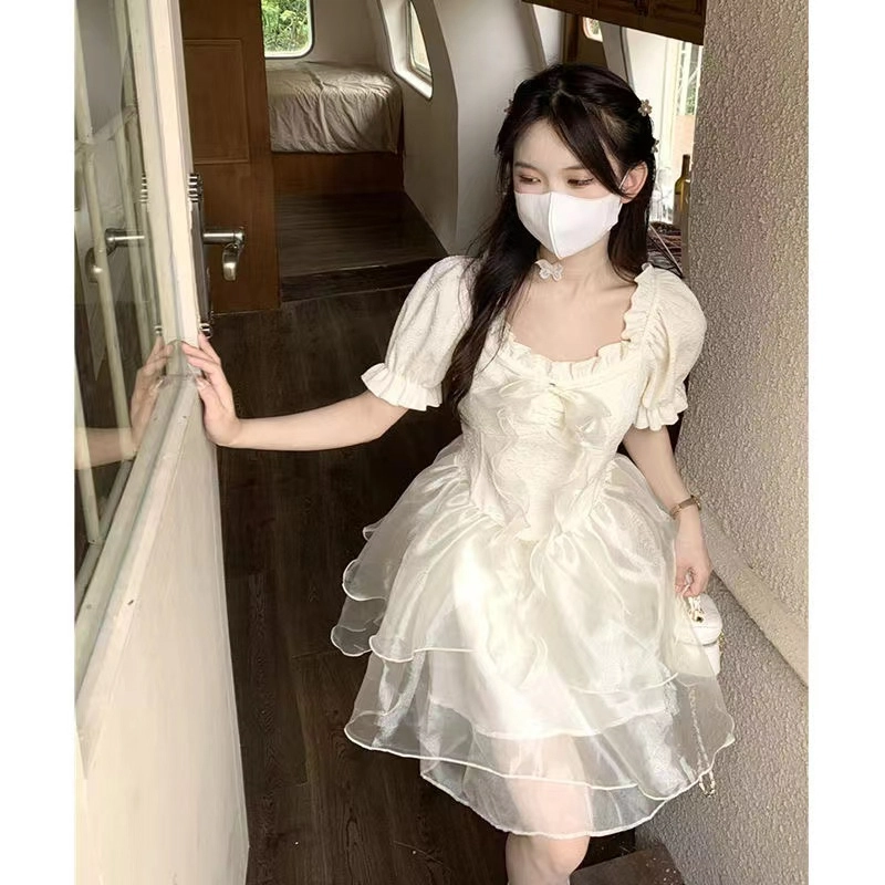 果瑱 通勤时尚休闲简约百搭短袖连衣裙 女款