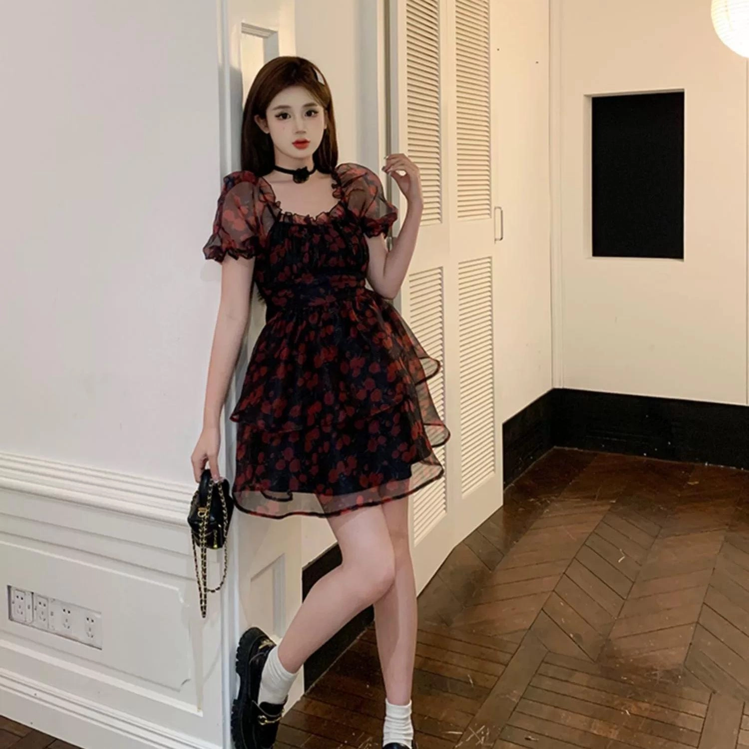 果瑱 时尚潮流百搭简约短袖连衣裙 女款