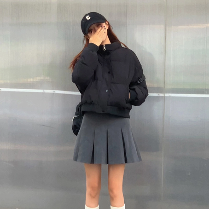 果瑱 短款韩版拼接小个子面包服冬季加厚外套棉服 男女同款 黑色