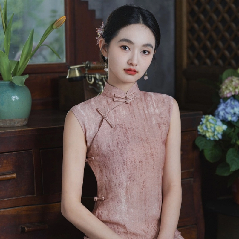果瑱 立领修身高腰适中短袖连衣裙 女款