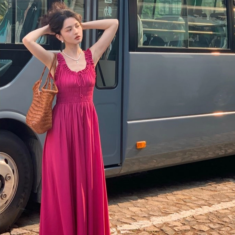 果瑱 优雅复古百搭显瘦吊带连衣裙 女款