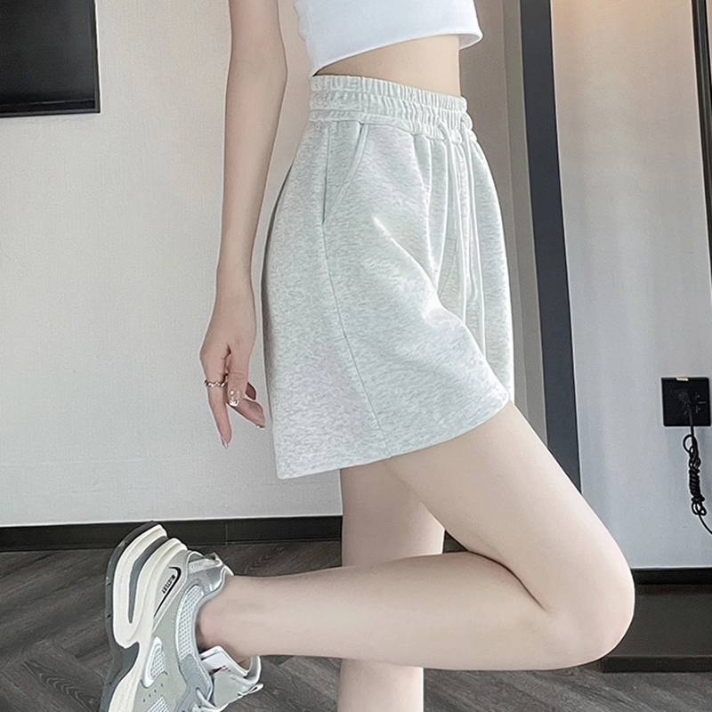 美力城 纯色高腰显瘦显腿长三分裤抽绳运动休闲短裤 女款