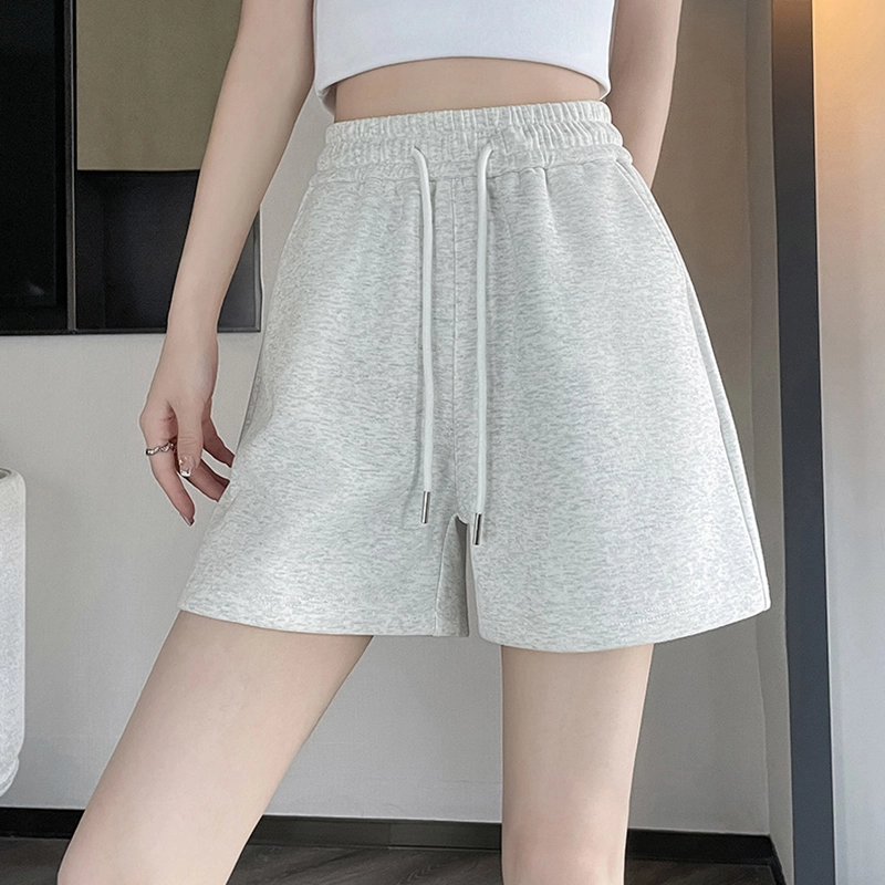 美力城 纯色高腰显瘦显腿长三分裤抽绳运动休闲短裤 女款