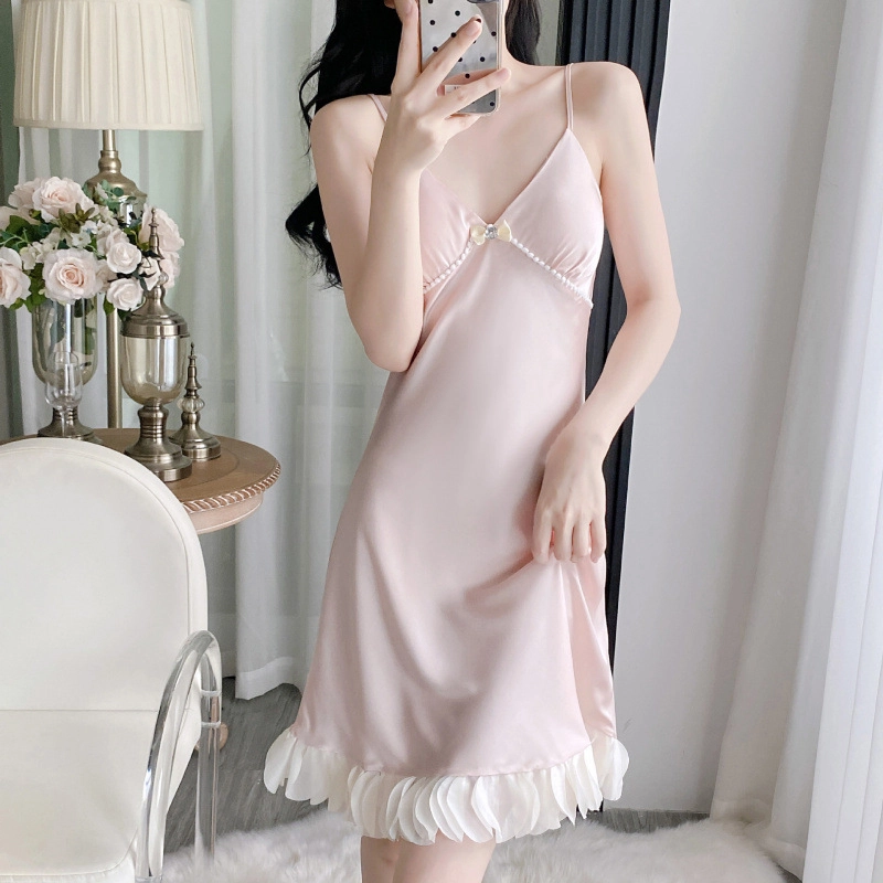 桔内 冰丝薄款带胸垫高级感纯欲性感睡裙 女款