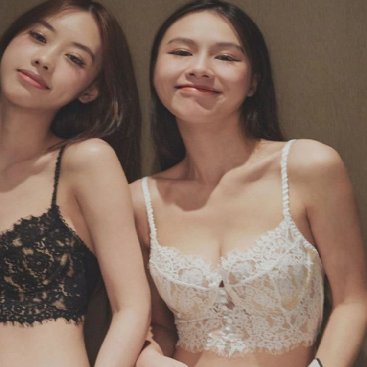 桔内 法式蕾丝薄款大胸显小性感纯欲吊带文胸 女款