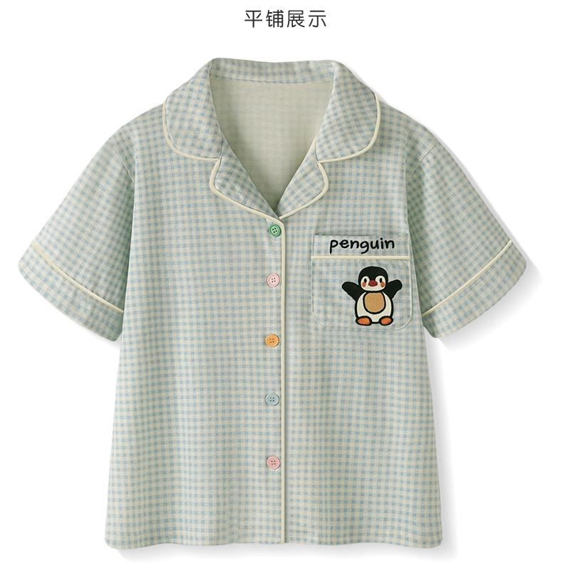 桔内 凉感短袖卡通动漫小翻领短裤睡衣套装 女款