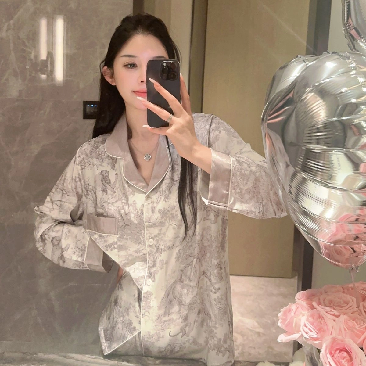 桔内 舒适时尚简约休闲居家亲肤柔软睡衣套装 女款