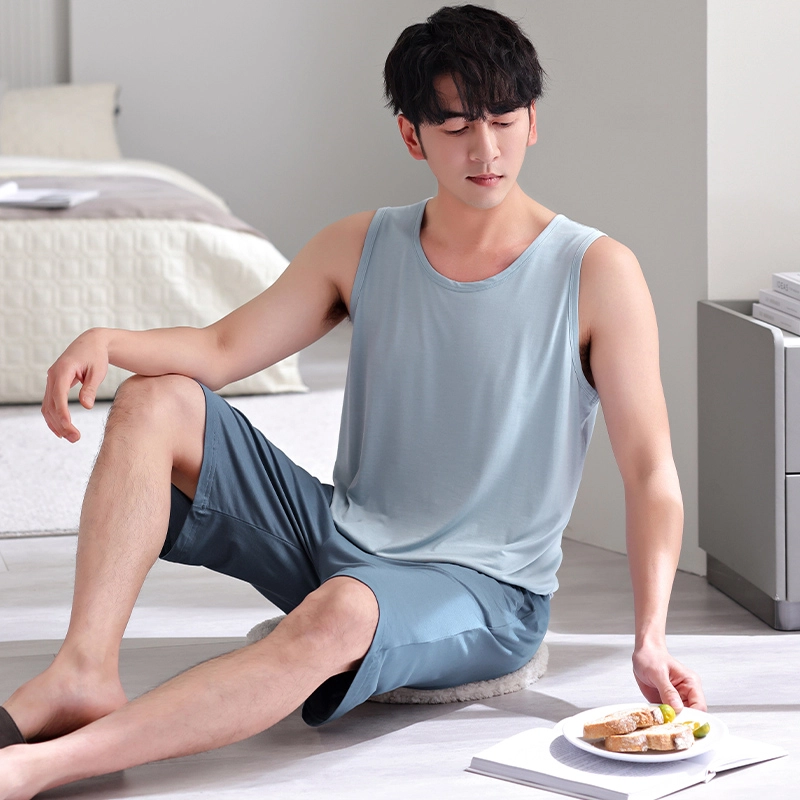 桔内 凉感背心短裤薄款家居服可外穿睡衣套装  男款