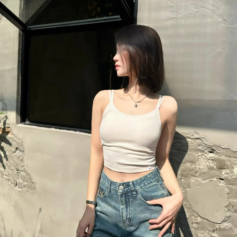 桔内 纯欲交带背心防凸点设计内搭美背带胸垫固定杯内衣裹胸免穿文胸一体式上衣打底外穿百搭吊带 女款 组合装