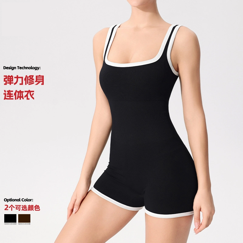 桔内 健身美背舞蹈运动紧身带胸垫空中瑜伽服连体衣 女款
