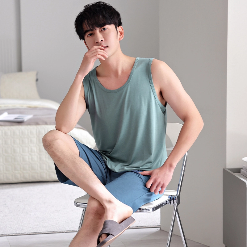 桔内 凉感背心短裤薄款家居服可外穿睡衣套装  男款