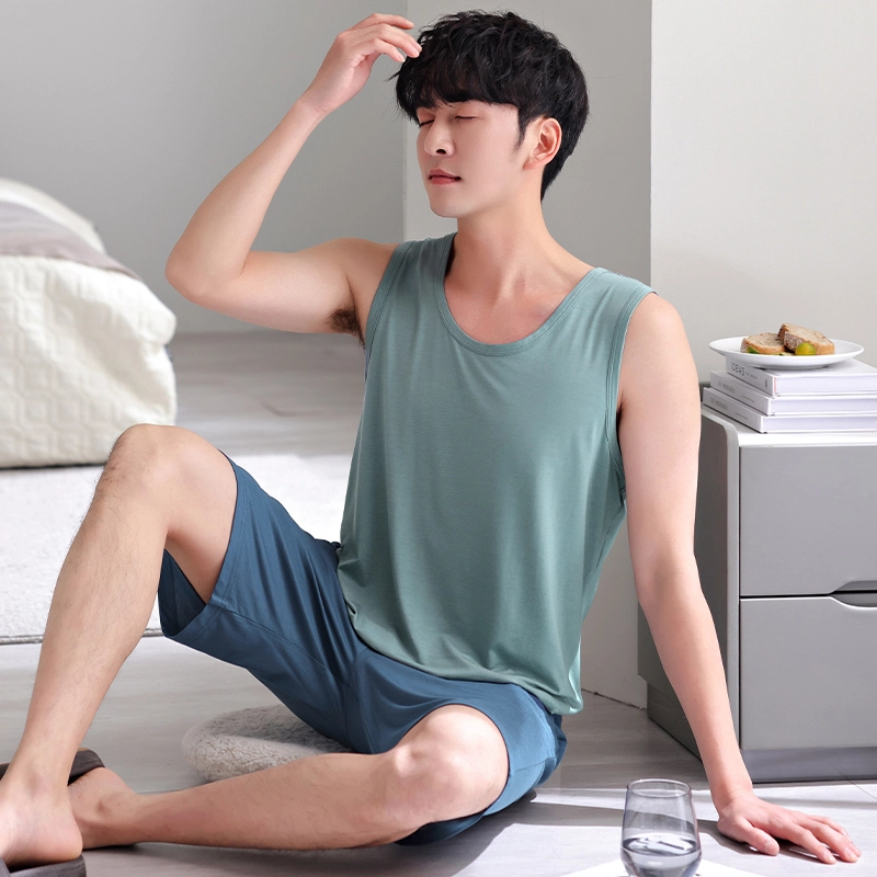 桔内 凉感背心短裤薄款家居服可外穿睡衣套装  男款