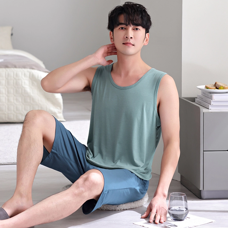 桔内 凉感背心短裤薄款家居服可外穿睡衣套装  男款