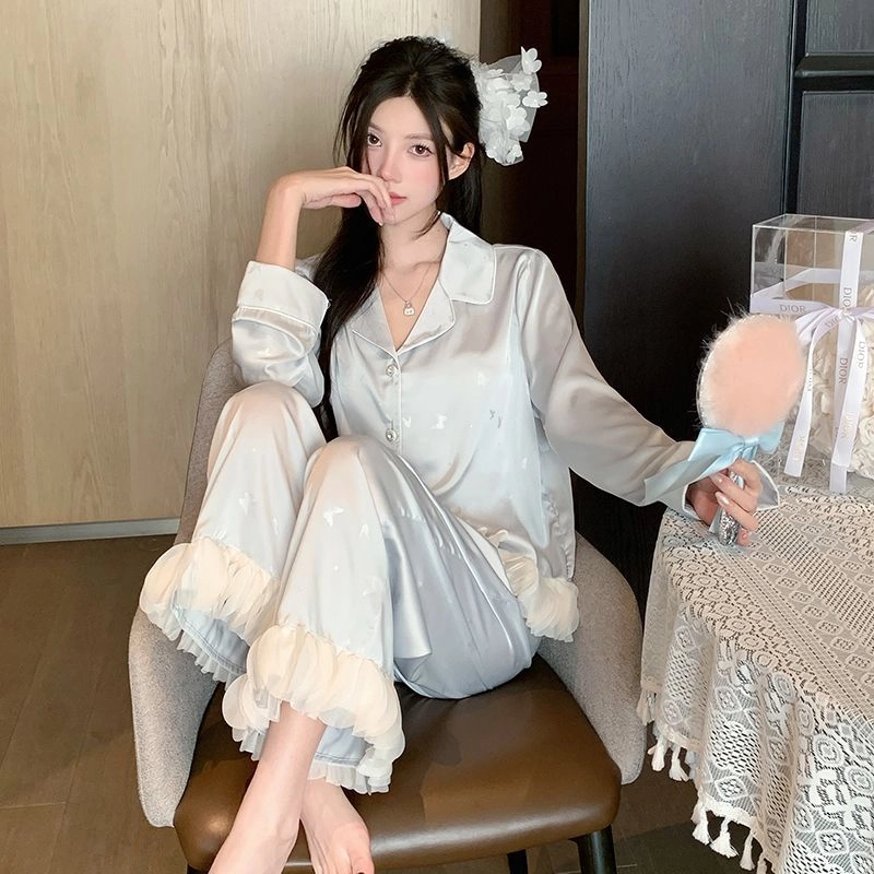 桔内 高颜值  轻奢甜美蝴蝶压花 睡衣套装 女款
