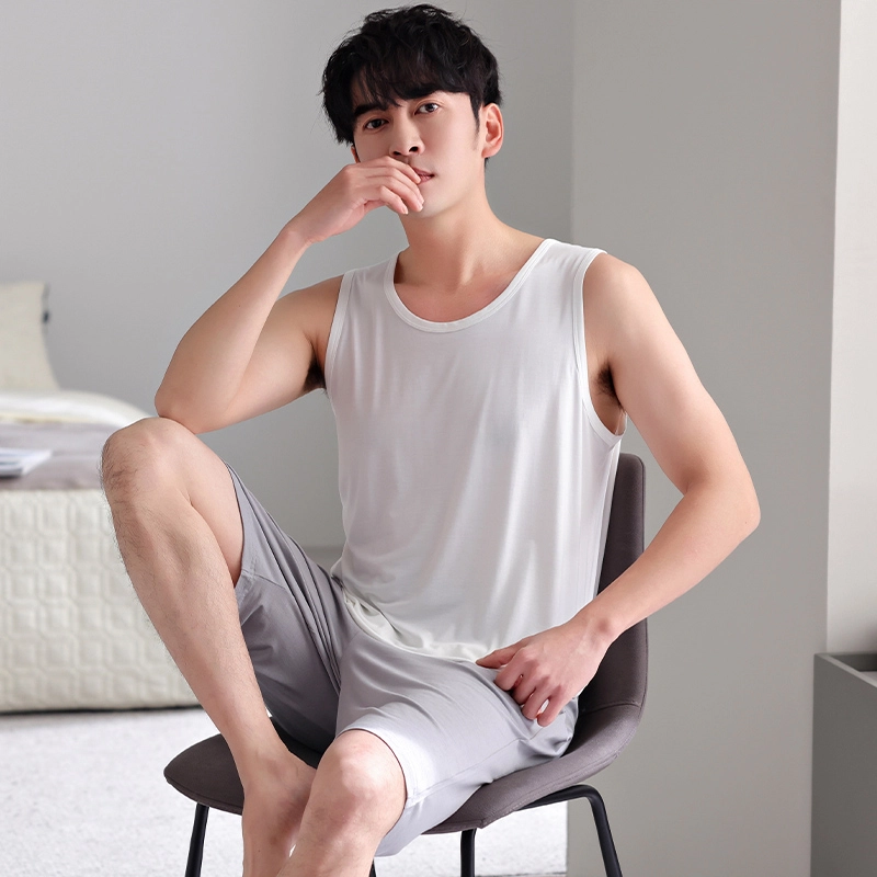 桔内 凉感背心短裤薄款家居服可外穿睡衣套装  男款