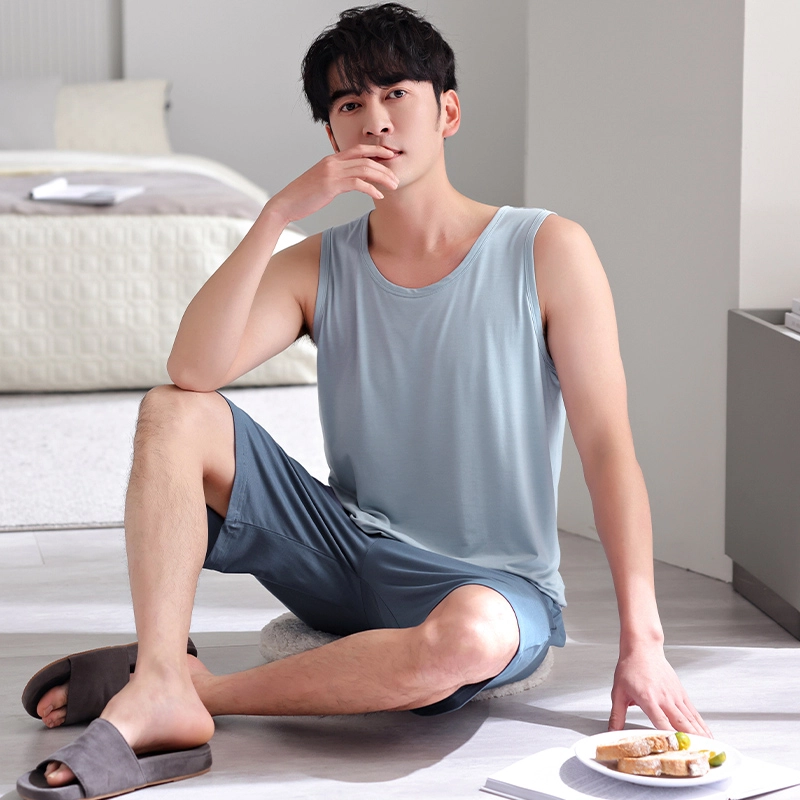 桔内 凉感背心短裤薄款家居服可外穿睡衣套装  男款