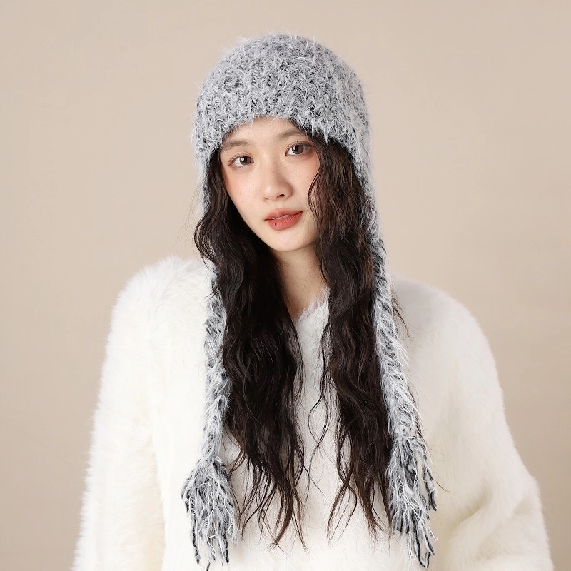北极绒 新款甜美可爱飞行帽秋冬防寒护耳毛线复古显脸小大帽围 聚酯纤维 雷锋帽 男女同款情侣款