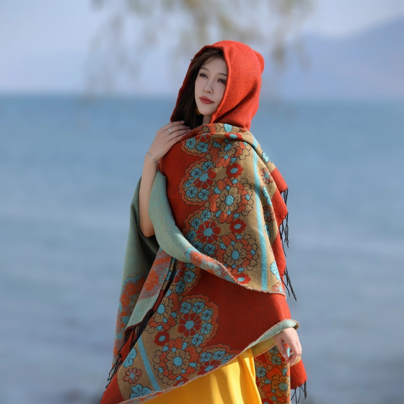 北极绒 旅行拍照穿搭民族风披风 披肩 女款