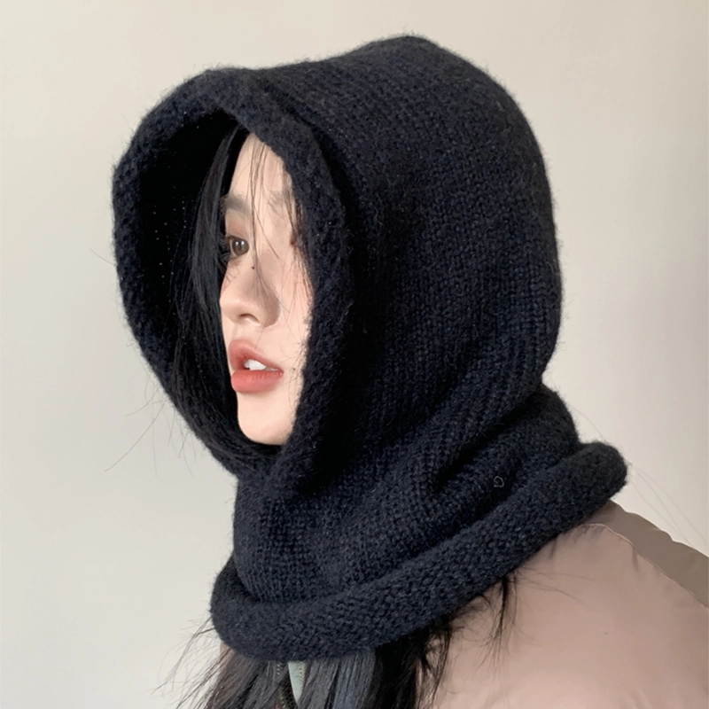 北极绒 卷边巴拉克拉法帽秋冬保暖加厚帽子围脖一体套头骑车防风 涤纶 绒线帽 男女同款情侣款