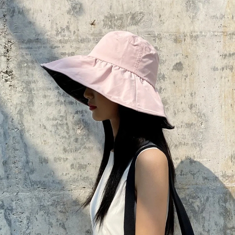 北极绒 黑胶大帽檐防晒 聚酯纤维 渔夫帽 男女同款情侣款