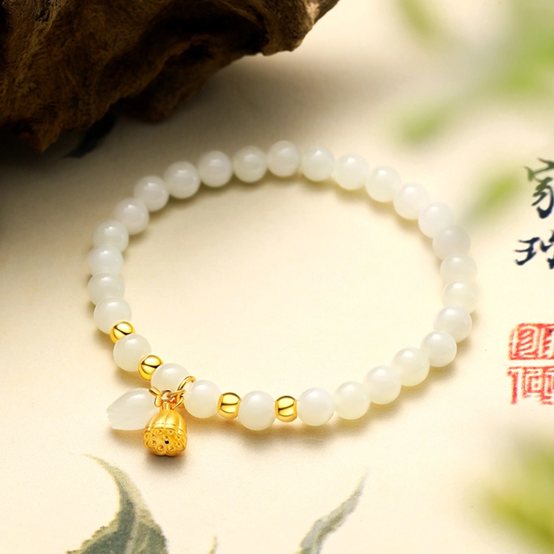 老凤祥 两世莲欢 精致高级感轻奢小众设计日常通勤 足金 按克计价 黄金手串 女款