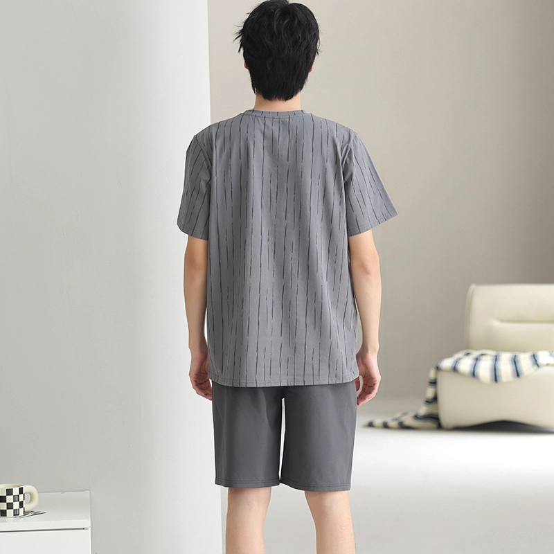 芬腾可安 休闲经典时尚简约透气轻柔舒适亲肤圆领家居服睡衣套装 男款 灰色