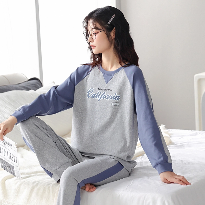 芬腾可安 情侣款简约春秋纯棉柔软设计感舒适亲肤经典家居服睡衣套装 女款