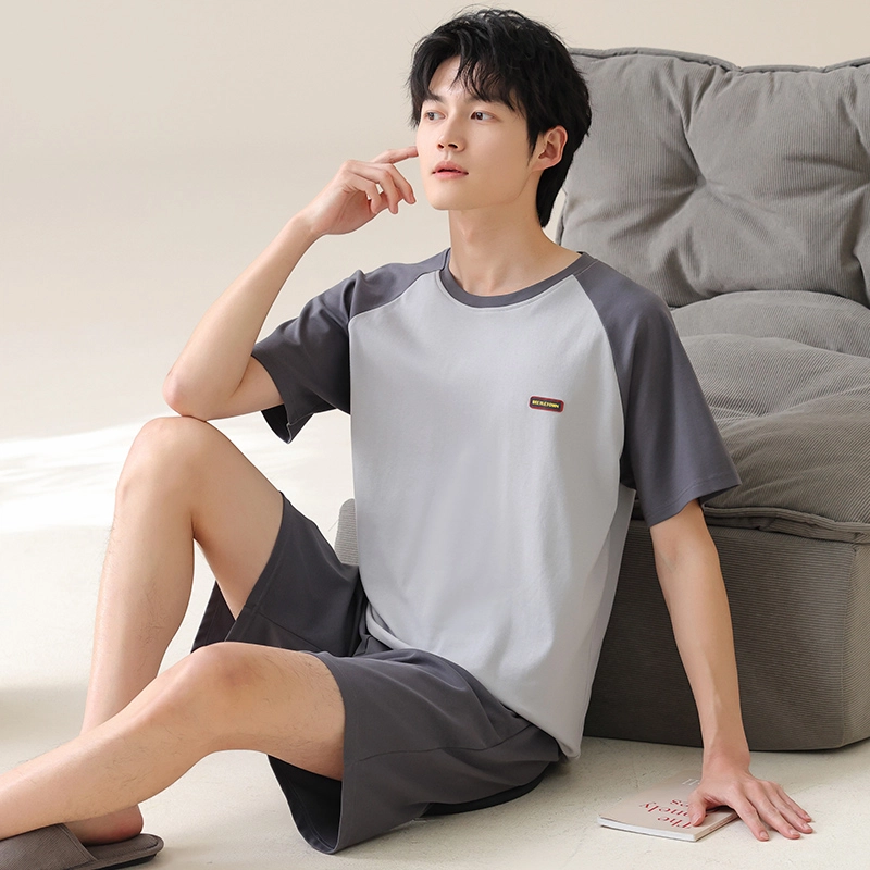 芬腾可安 休闲经典时尚简约舒适亲肤圆领家居服睡衣套装 男款 灰色