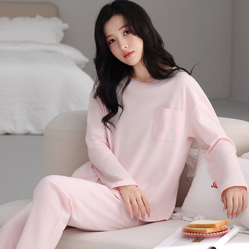 芬腾可安 春秋纯棉宽松显瘦简约遮肉外出可穿家居服睡衣套装 女款