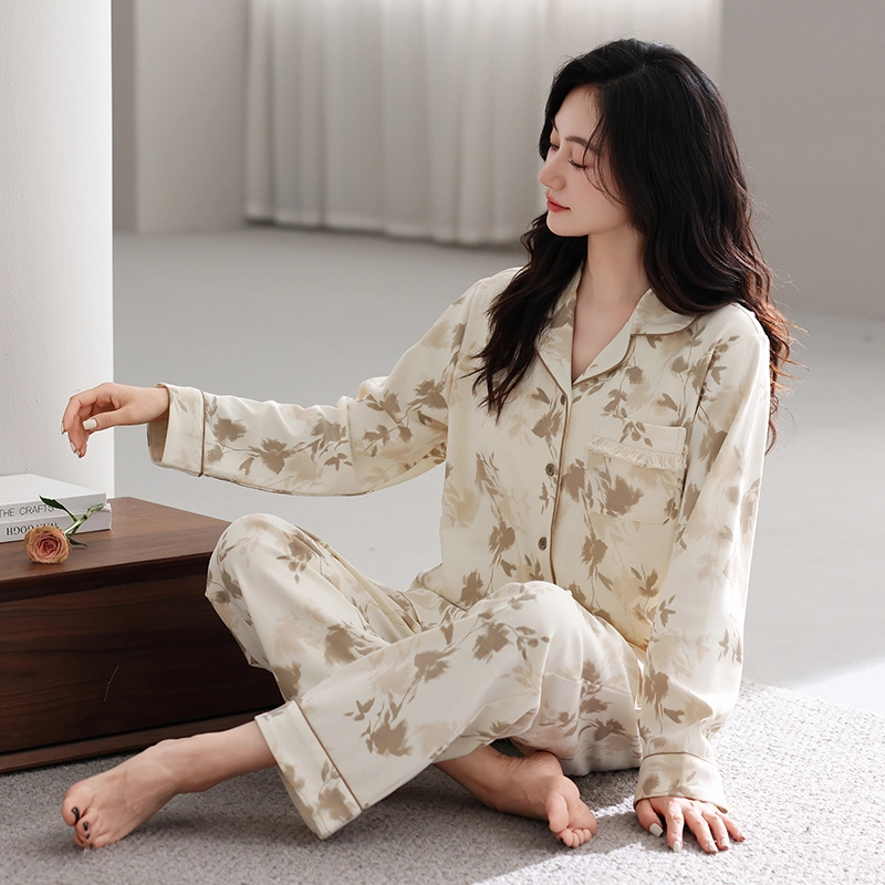 芬腾可安 春秋纯棉外出可穿设计慵懒感少女开衫休闲家居服睡衣套装 女款