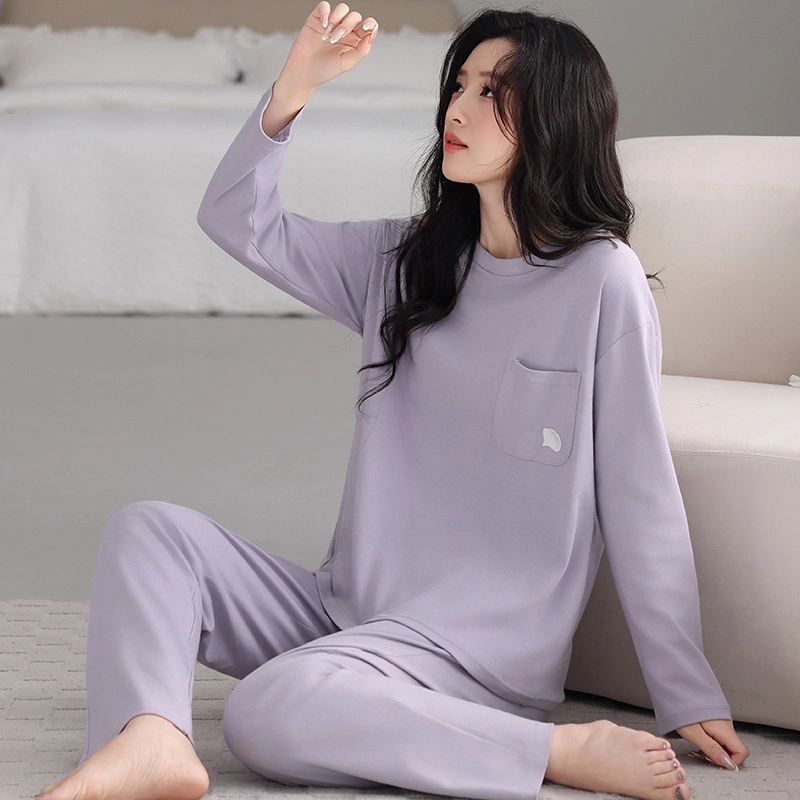 芬腾可安 春秋纯棉简约遮肉宽松显瘦亲肤外出可穿家居服睡衣套装 女款