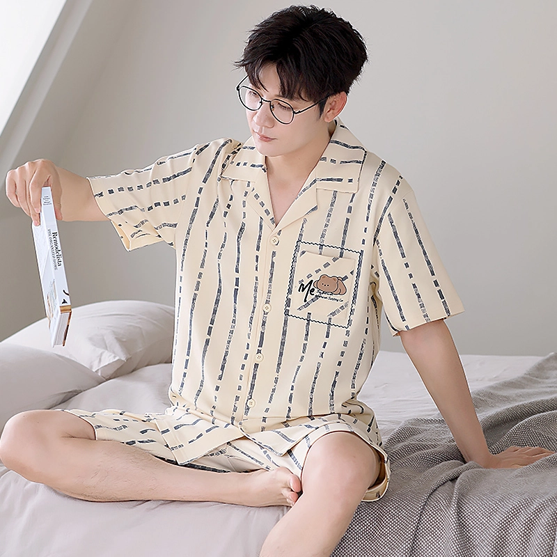 芬腾可安 高级感可外穿时尚气质柔软舒适家居服短袖五分裤睡衣套装 男款