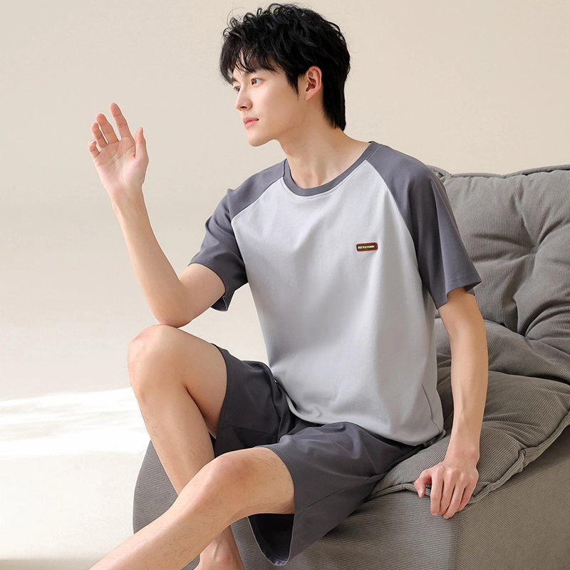 芬腾可安 休闲经典时尚简约舒适亲肤圆领家居服睡衣套装 男款 灰色
