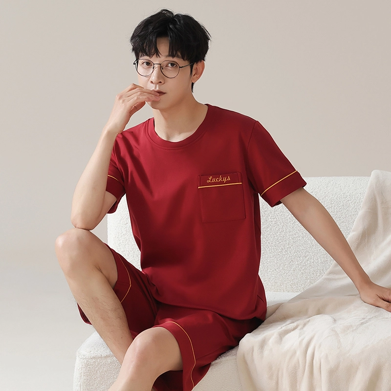 芬腾可安 可外穿时尚气质高级感舒适柔软短袖家居服五分裤睡衣套装 男款
