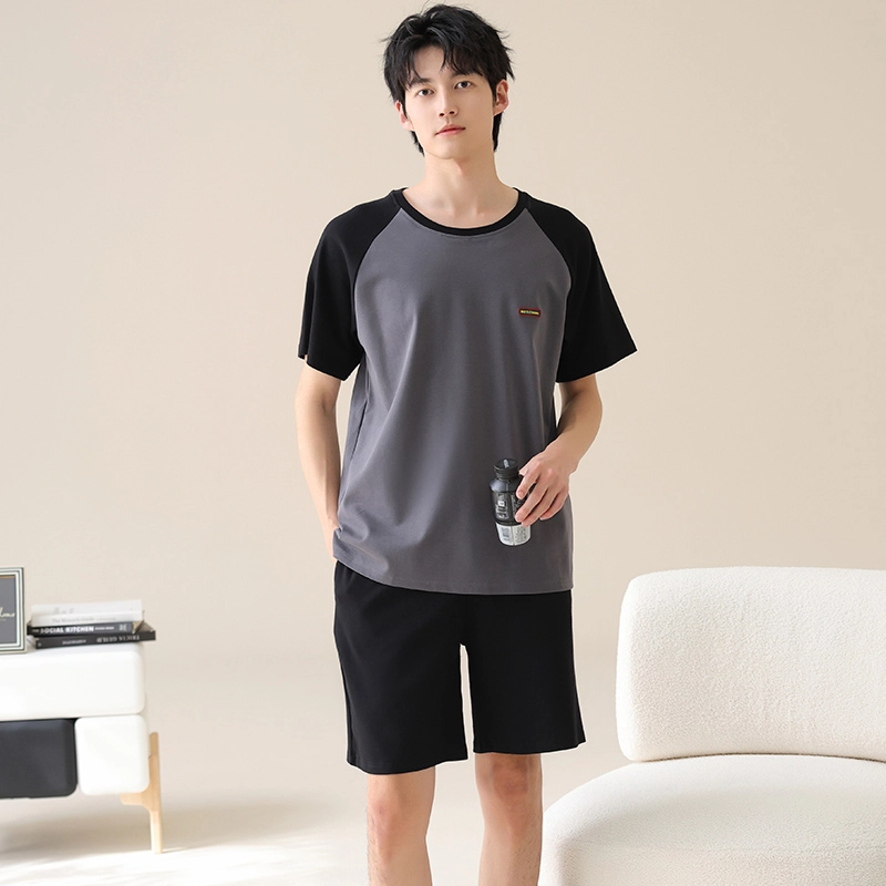 芬腾可安 休闲时尚简约轻柔舒适亲肤圆领家居服睡衣套装 男款 灰色