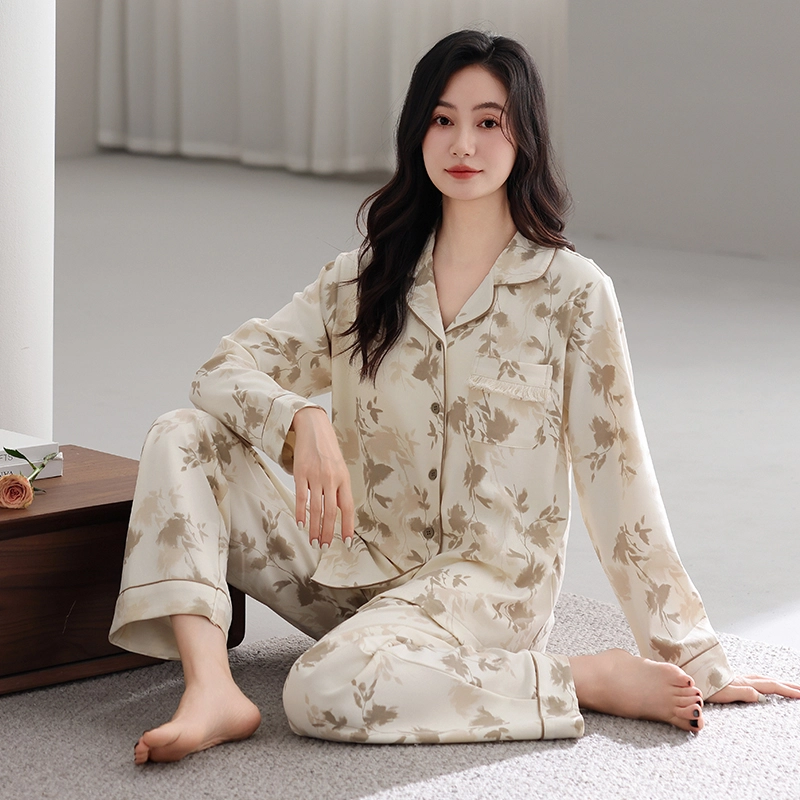 芬腾可安 春秋纯棉外出可穿设计慵懒感少女开衫休闲家居服睡衣套装 女款