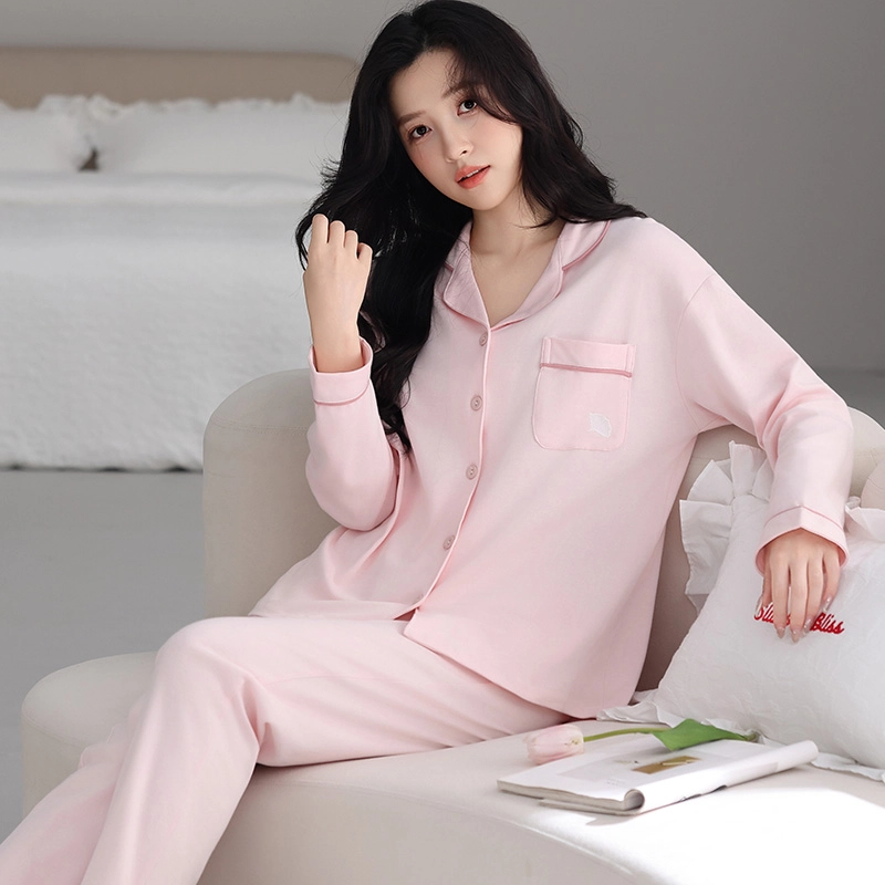 芬腾可安 春秋纯棉宽松显瘦简约遮肉开衫外出可穿家居服睡衣套装 女款
