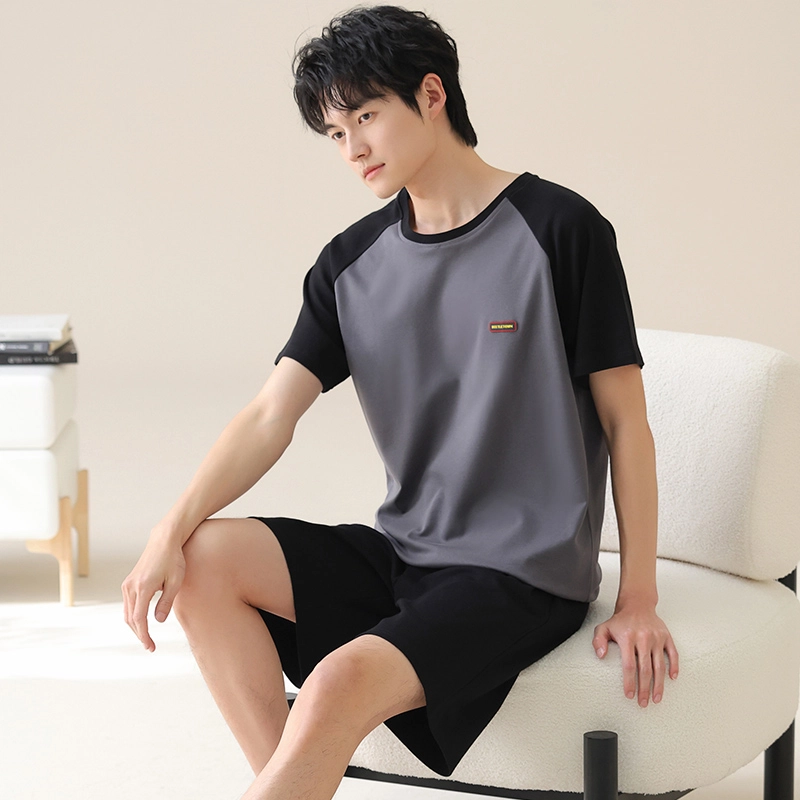 芬腾可安 休闲时尚简约轻柔舒适亲肤圆领家居服睡衣套装 男款 灰色