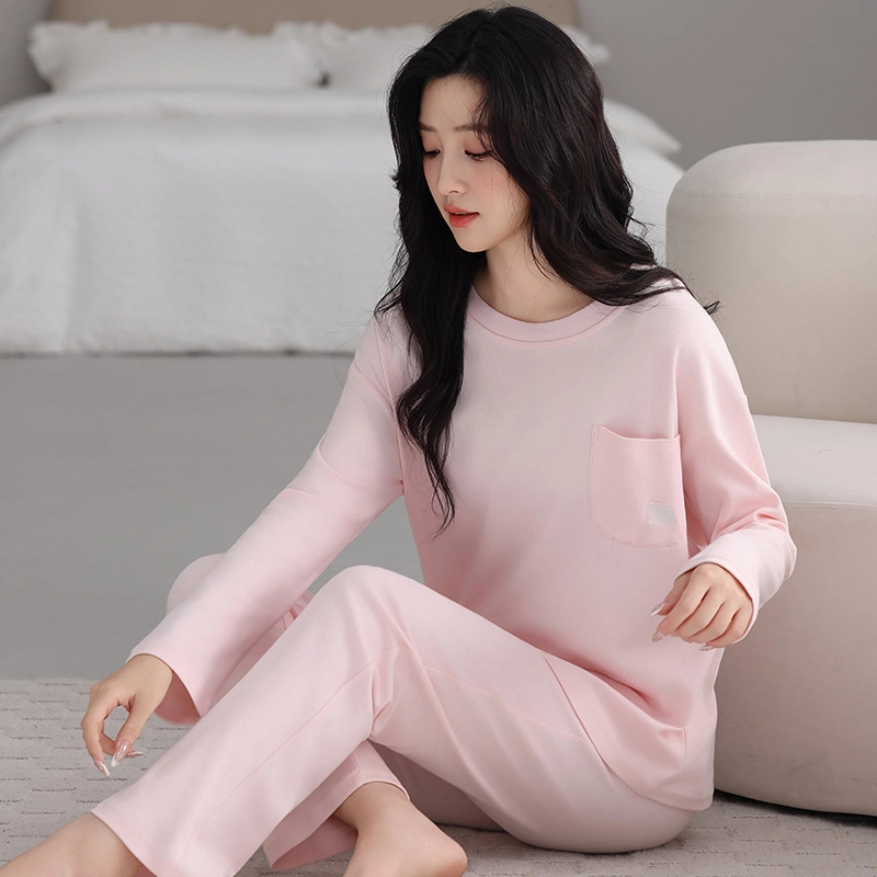 芬腾可安 春秋纯棉宽松显瘦简约遮肉外出可穿家居服睡衣套装 女款