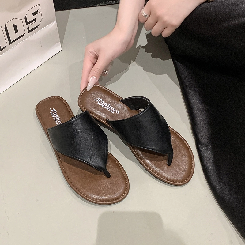黑恐龙 时尚舒适百搭外穿 防滑防磨人字拖鞋 女款