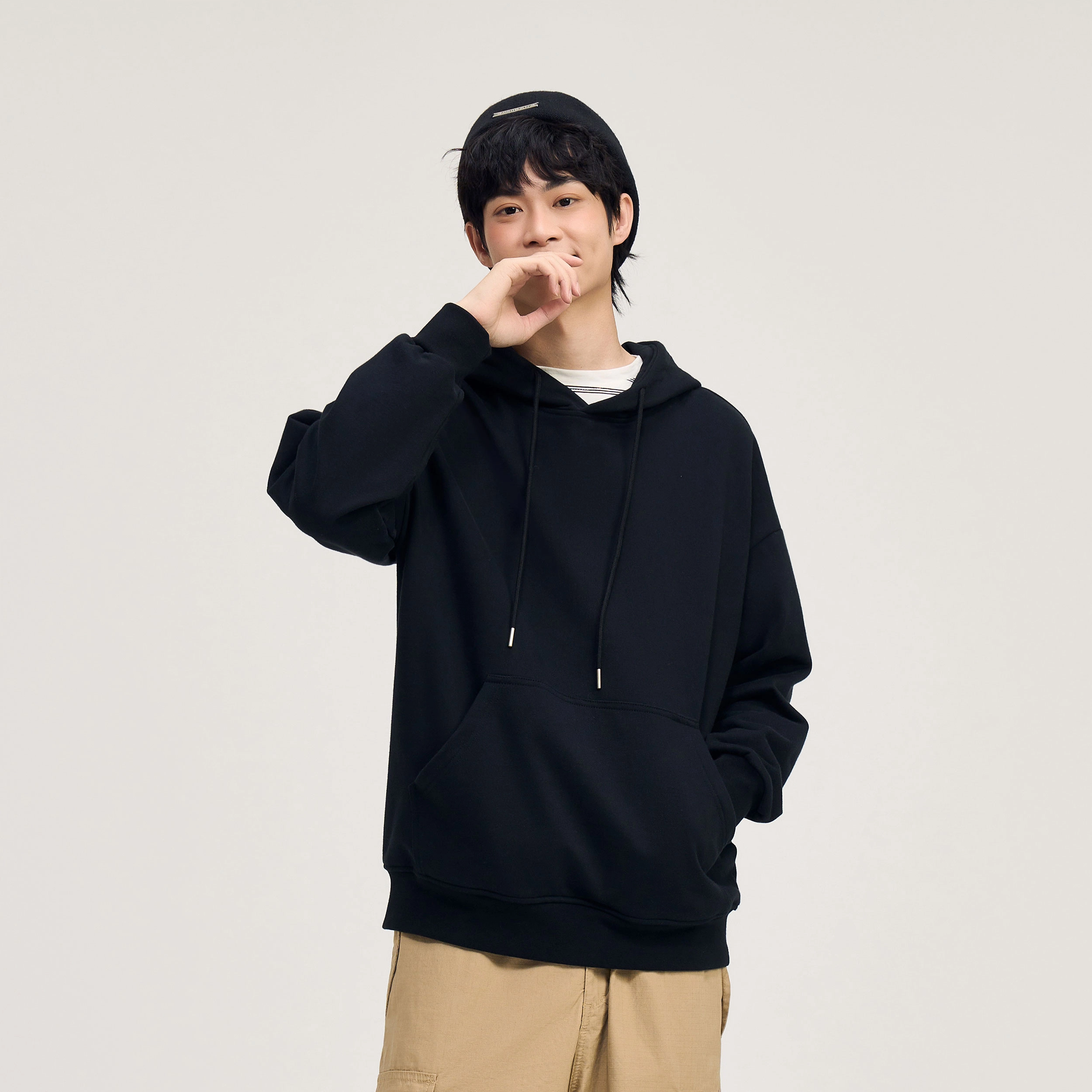 物质公式 美式基础款纯色极简风宽松休闲重磅落肩连帽套头卫衣 男女同款 常规款/加绒加厚款 可选