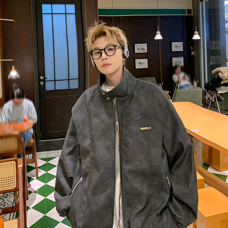 物质公式 美式纯色户外基础款高街简约加厚保暖休闲山系机能运动宽松百搭痞帅通勤学院风防风抗寒夹克外套 男女同款