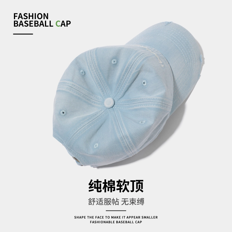 浪莎 美式复古水洗做旧棒球帽子宽帽檐软顶加大加深显脸小休闲百搭防晒 棉 鸭舌帽 男女同款情侣款