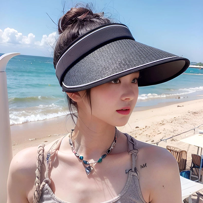浪莎 防紫外线鸭舌户外骑车露营钓鱼遮脸大帽檐空顶遮阳 纤维素纤维 聚丙烯 防晒帽 女款