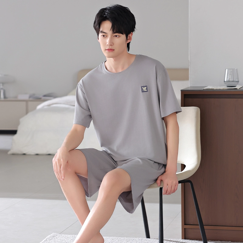 睦隆世家 莫代尔短袖短裤薄款大码冰丝凉感夏款家居服睡衣套装 男款