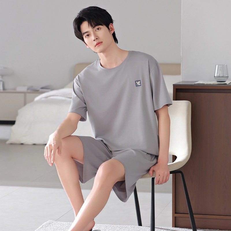 睦隆世家 莫代尔短袖短裤薄款大码冰丝凉感夏款家居服睡衣套装 男款
